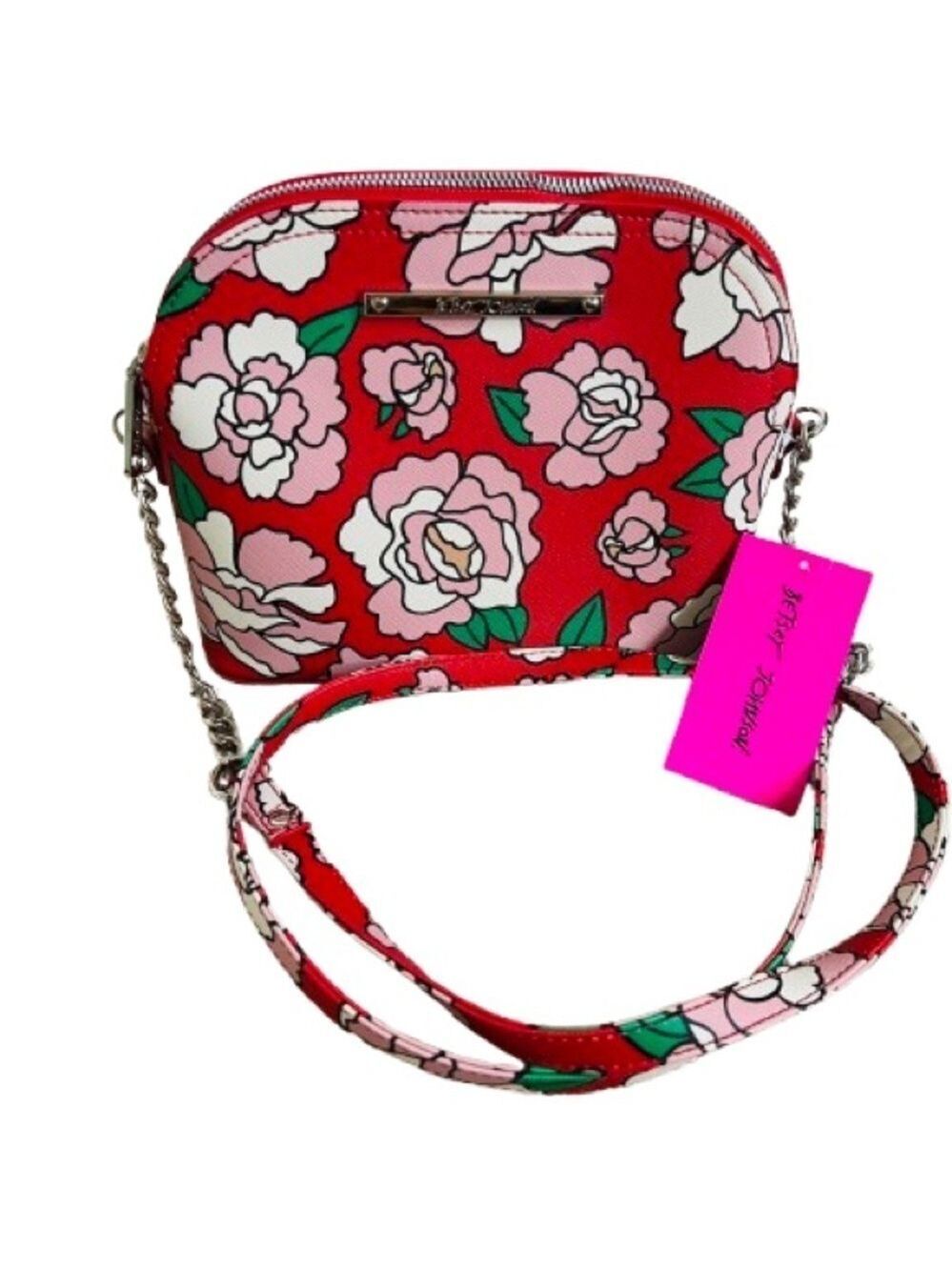 NWT Betsey Johnson Red/Pink Leather Rose Crossbody Bag
